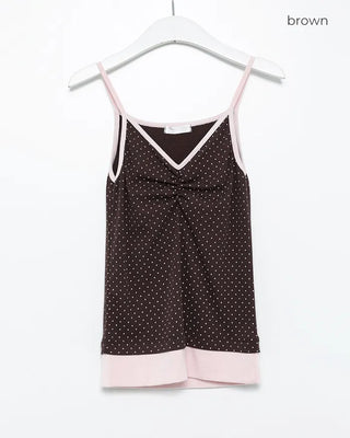 Bust Gathered Pin Dot Rib Camisole