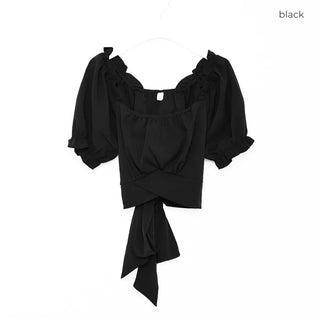 Back ribbon off-shoulder blouse