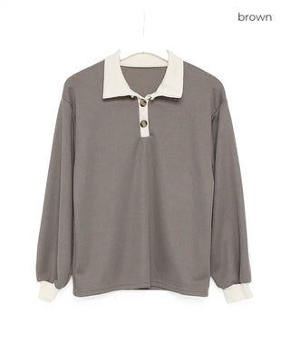 Open-collar double-button knit