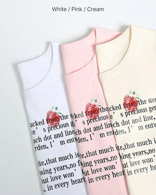 Strawberry Point Lettering Slim Fit Short Sleeve T-Shirt