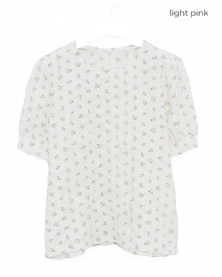 Flower pattern short-sleeved blouse
