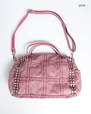 Block stitch double stud 2-way Boston bag