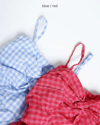 Checked ribbon camisole