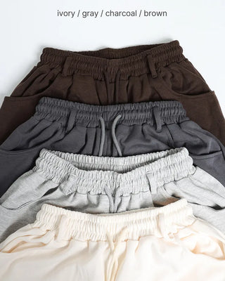 Belted wide sweatpants