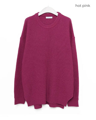 Crew neck slit knit