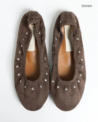 Suede studded flat shoes