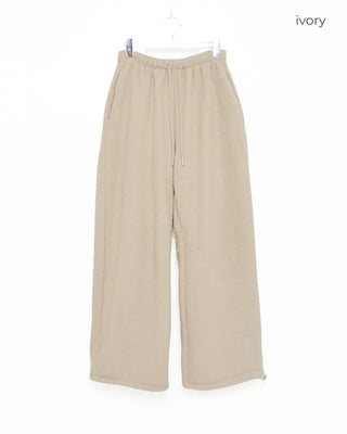 Fleece wide-leg pants with elastic waistband