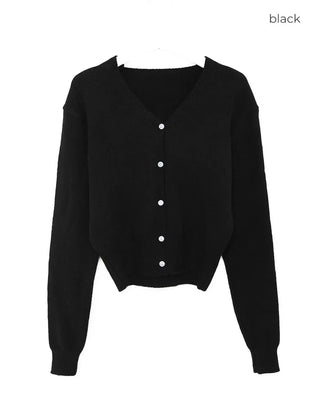 V-neck wool knit cardigan