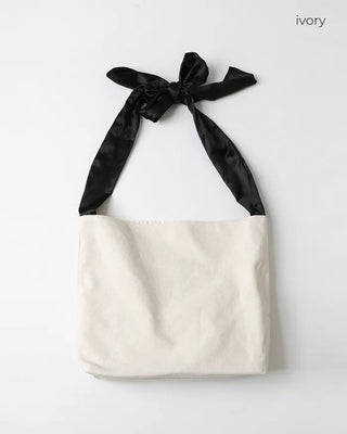 Black Ribbon String Point Cotton Bag