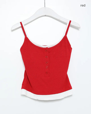 Layered two-tone sleeveless top