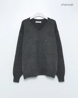 Simple V-neck long-sleeved knit
