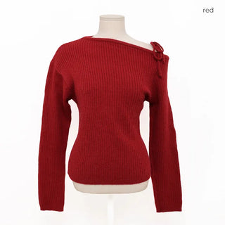 One-shoulder ribbed knit