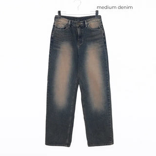 Washed denim pants