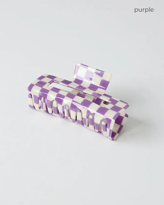 Block Check Square Hair Clip