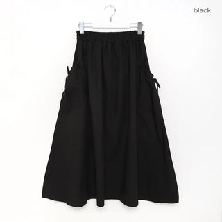 Side pocket gathered flared skirt