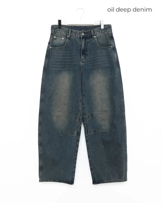 (Unisex) Knee-point pintuck wide-leg pants