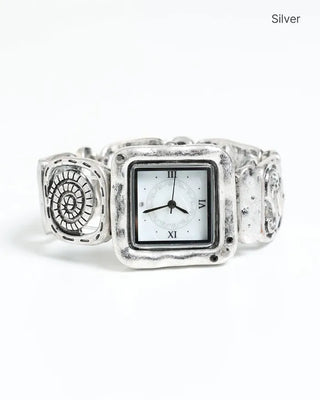 Square Silver Star Handwatch