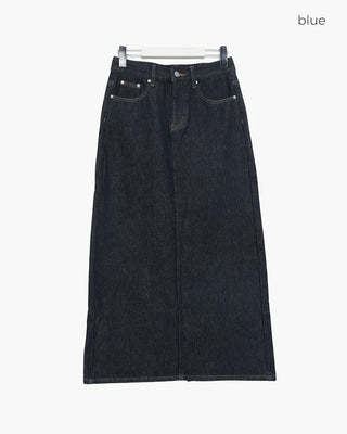 Long denim skirt