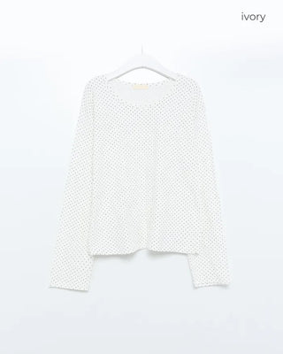 Mini polka dot pattern long-sleeved T-shirt