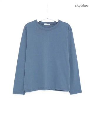 Simple round neck collar long-sleeve T-shirt