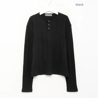 Ribbed Henley Neck Knit