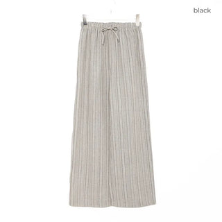 Linen striped elastic waist pants