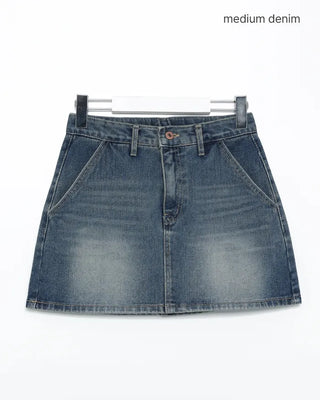Hip flap pocket mini denim skirt