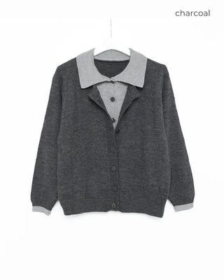Layered knit cardigan