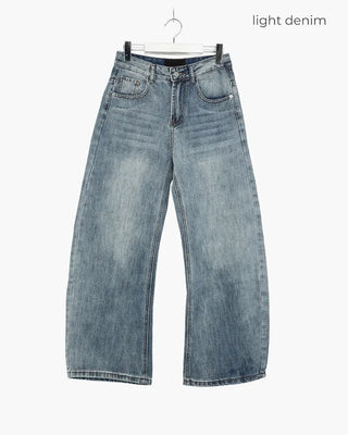 Semi-wide denim pants