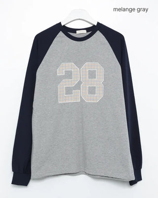 28 Tartan Check Patch Raglan Long T-Shirt
