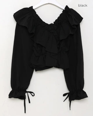 V-neck frill blouse