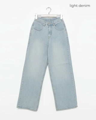 Washed oversized denim pants