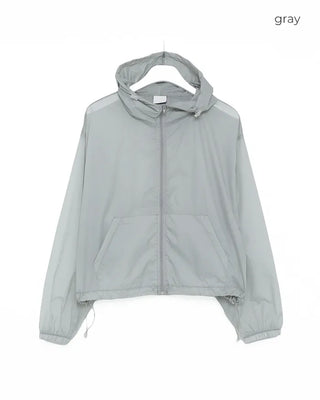 Hooded cropped windbreaker