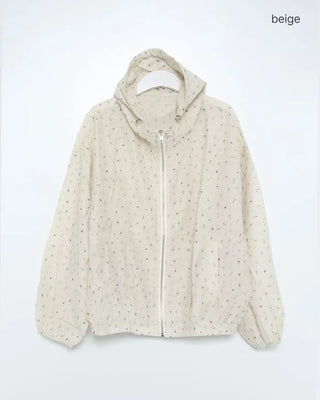 String Flower Hooded Windbreaker
