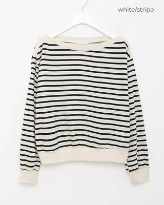 Striped off-shoulder sweatshirt