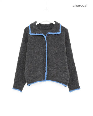 Two-tone oversized knit cardigan