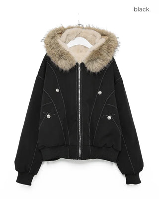 Raccoon fur hooded jacket