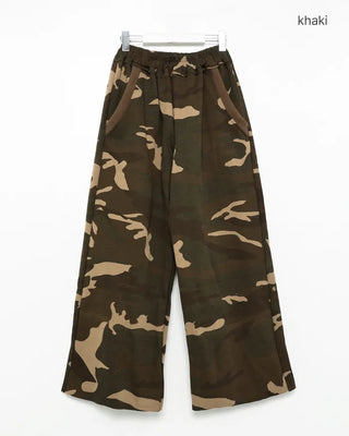 Camouflage Cut-Off Hem Easy Pants