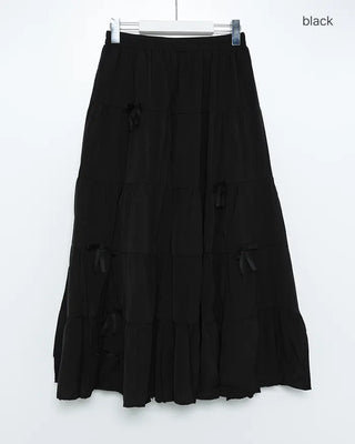 Ribbon detail can-can long skirt