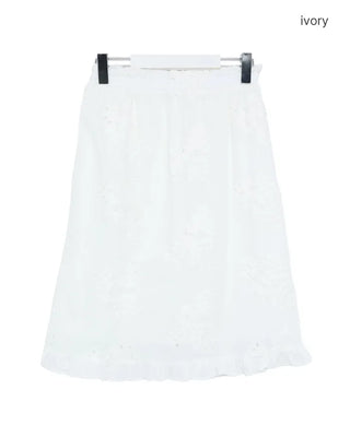 Flower punching frill midi skirt