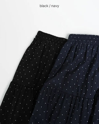 Frilled polka dot long skirt