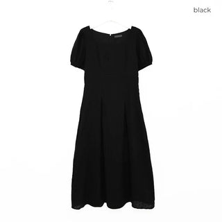 Puff-sleeve long dress