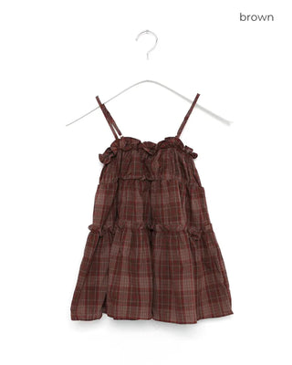 Tiered check sleeveless dress
