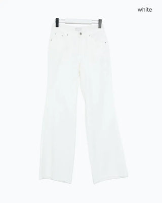 Low-waist semi-wide cotton pants