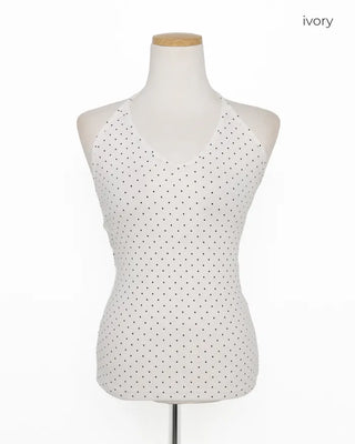 Pindot Camisole Halter V-Neck Top