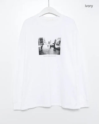 Photo print long-sleeved T-shirt