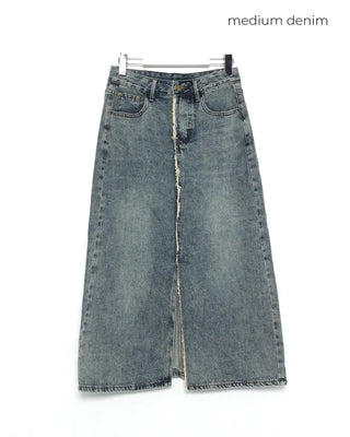 Fringe detail denim skirt