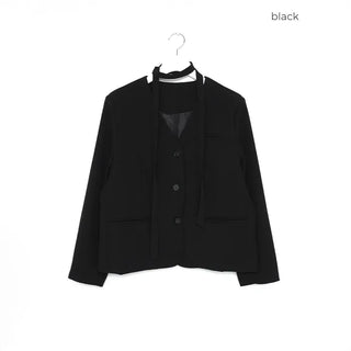 V-neck tie set jacket