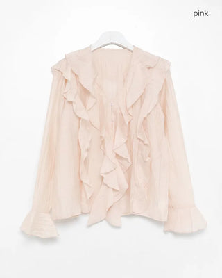 Ruffled V-neck blouse