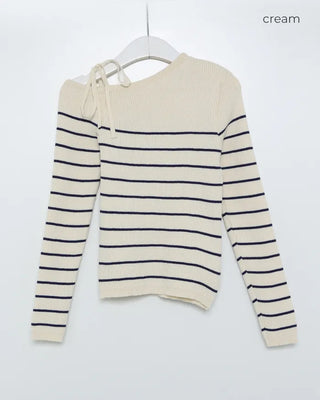 Striped off-shoulder knit